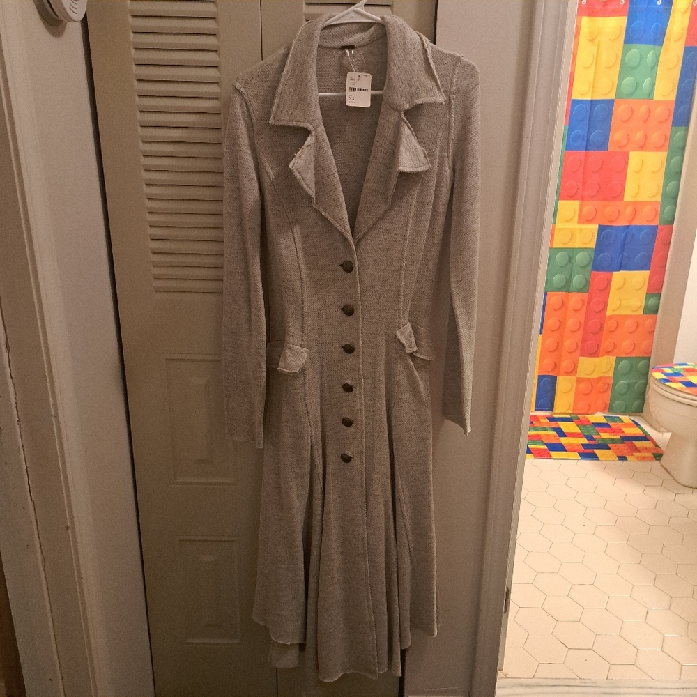 Free People Gray Button-Down Women's Dress Jacket